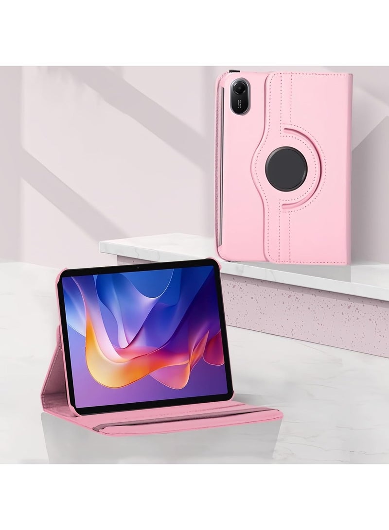 Case Compatible with Xiaomi Redmi Pad 2 11 inch 2025 Tablet Protector Pebbled Rotating 360 Solid Color Protective Case Holster (Pink)